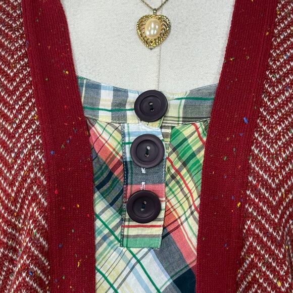 Vintage 70s 80s Tweed Open Sweater Vest Whimsy Twee Retro Cottage Prairie M - Picture 2 of 6